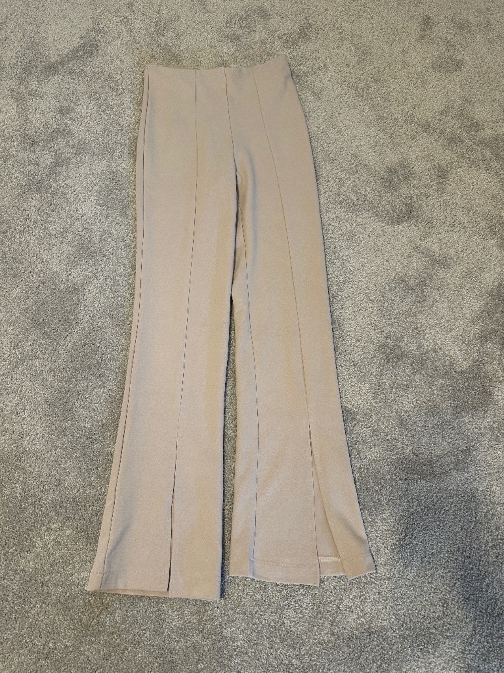 Beige Split Leg Pants High Waisted (Size Small)